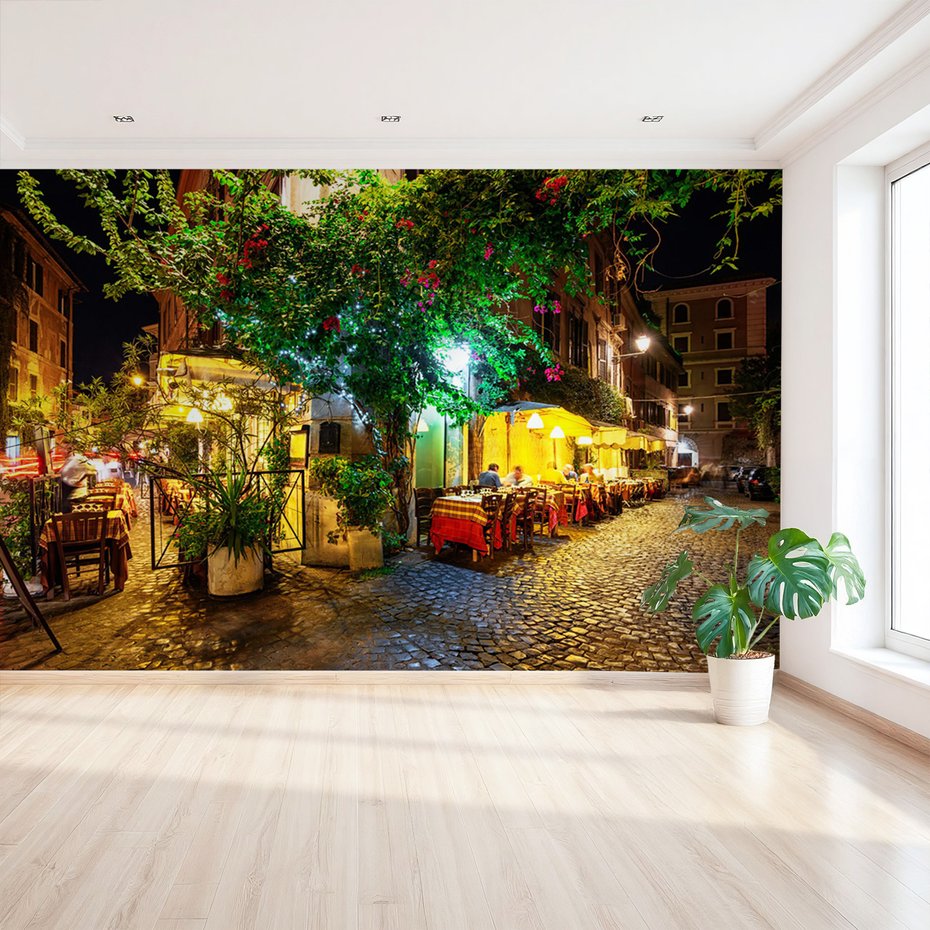 Fototapeta - miasto, noc, restauracja