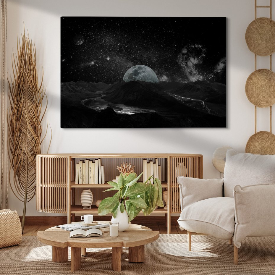 Obraz na płótnie - kosmos, księżyc, krajobraz