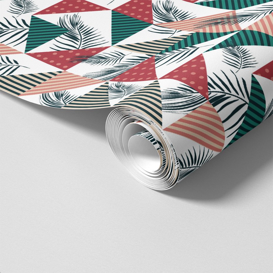 Tapeta - liście, trójkąty, geometria