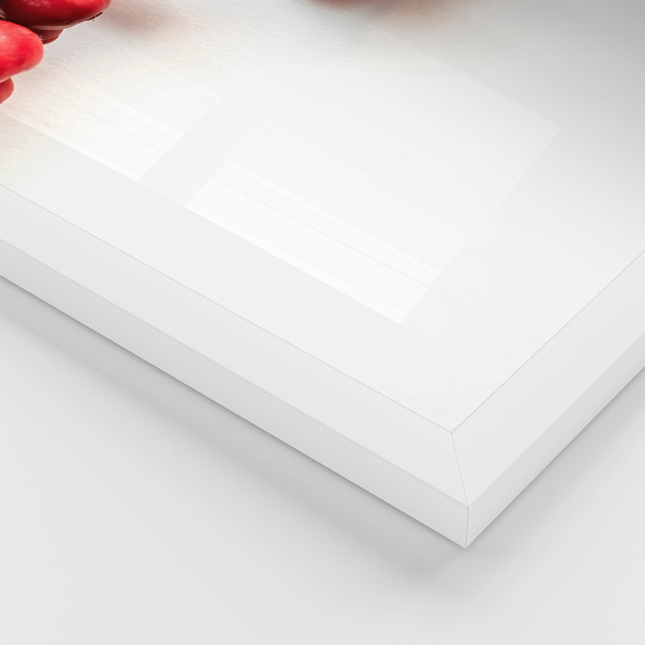 Zestaw obrazy w ramie, plakaty - owoce, kawa, gałązka - rama biała