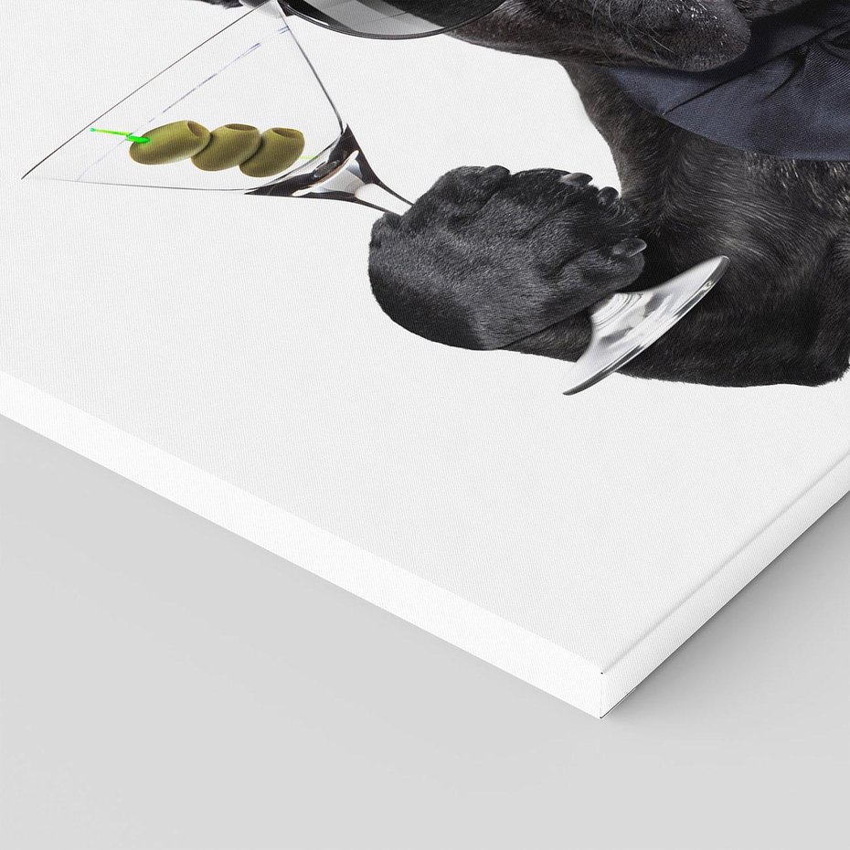 Obraz na płótnie - pies, martini, okulary