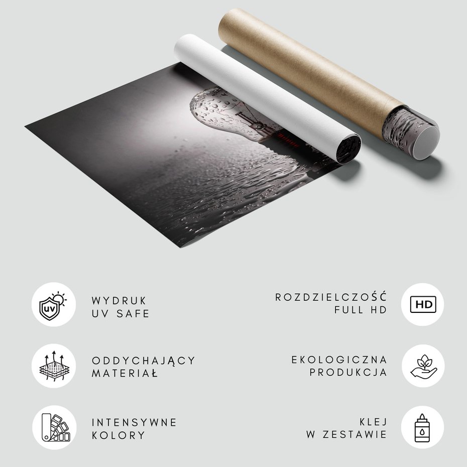 Fototapeta - żarówka, woda, krople