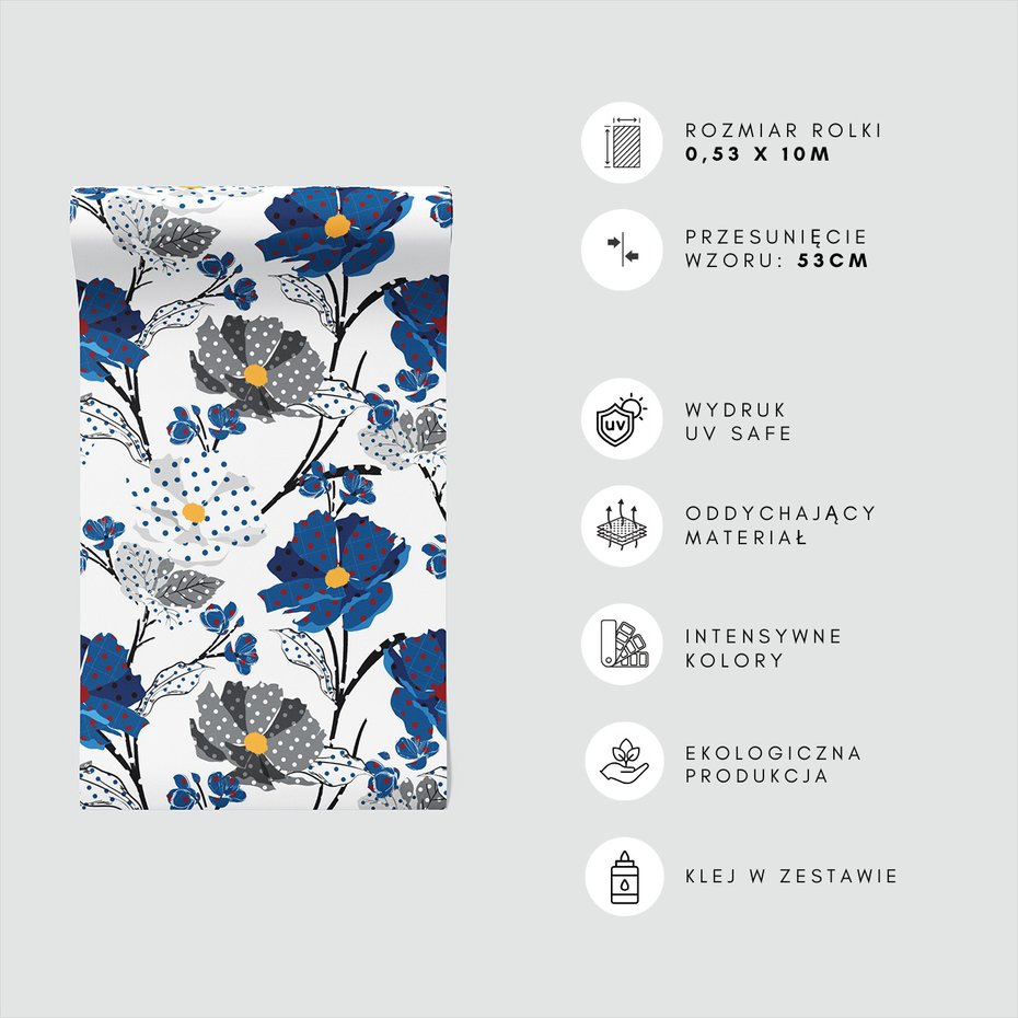 Tapeta - kwiaty, kropki, liście