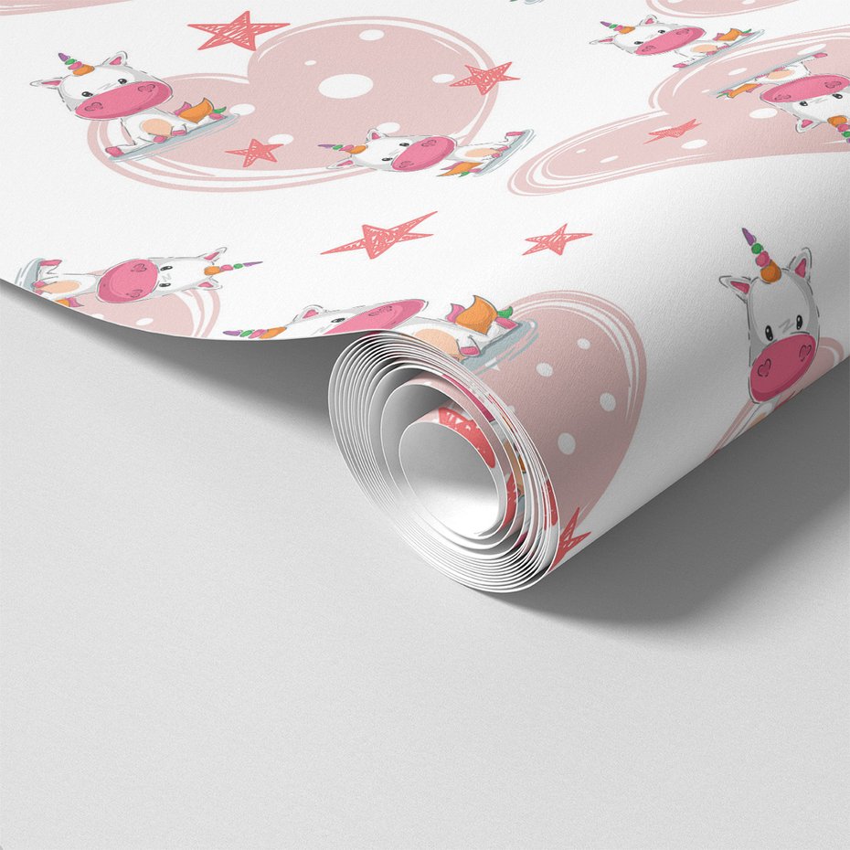 Tapeta - dziecięca, jednorożce, serca, gwiazdy
