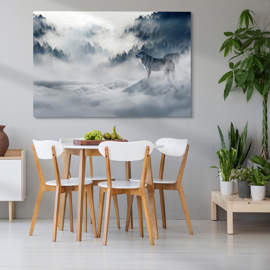 Obraz na płótnie - wilki, mgła, lasy