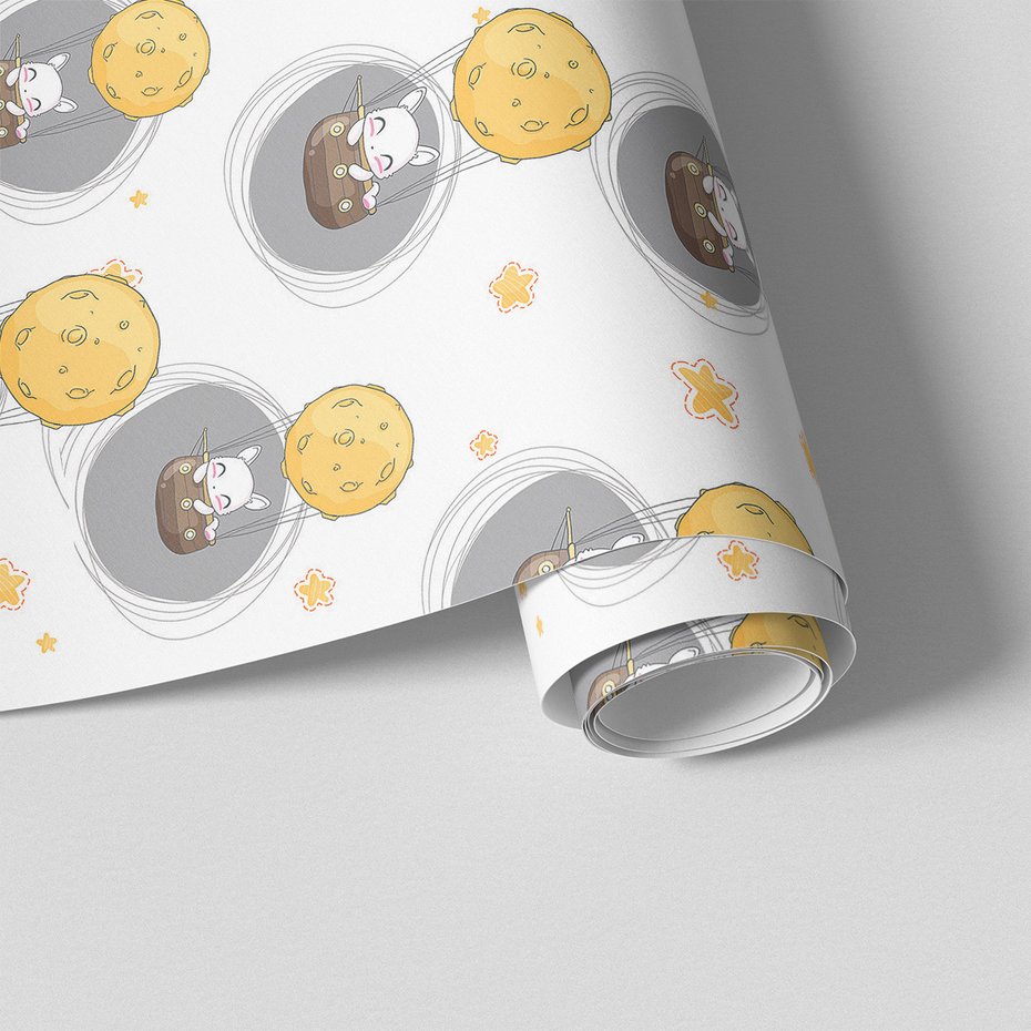 Tapeta - dziecięca, królik, księżyc, gwiazdy