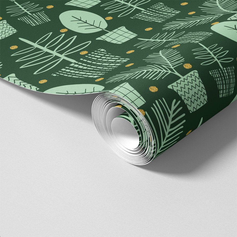 Tapeta - liście, doniczki, kropki