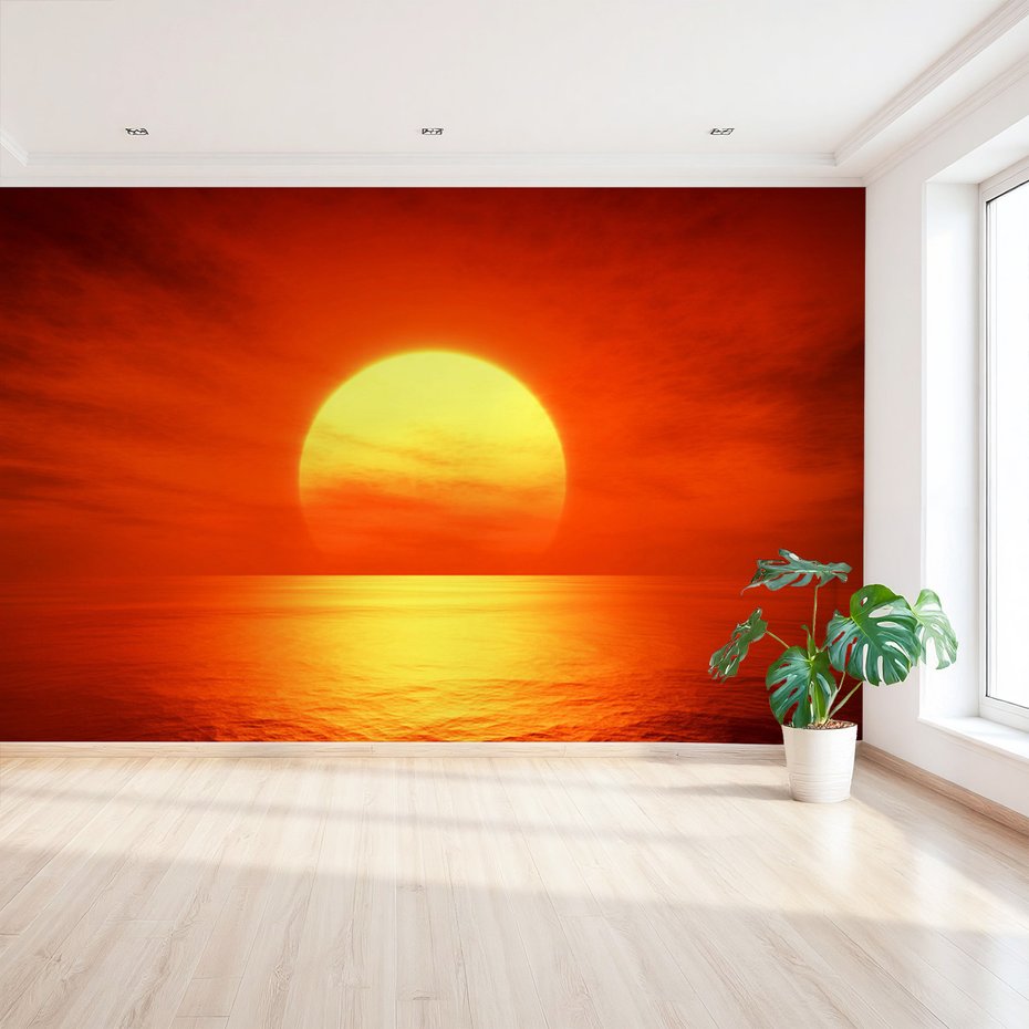 Fototapeta - zachód słońca, morze, niebo