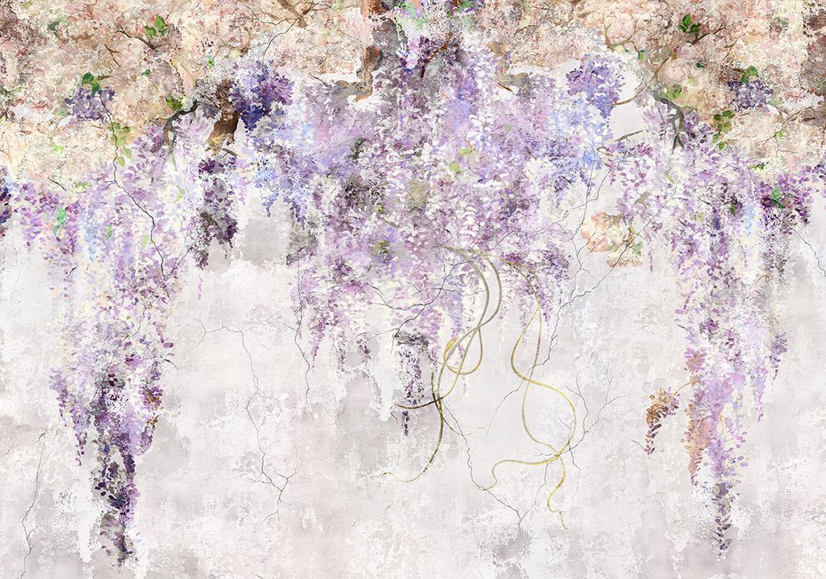 Fototapeta - loft, kwiaty, wisteria