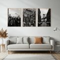 Zestaw obrazy w ramie, plakaty - miasto, budynki, most - rama drewno