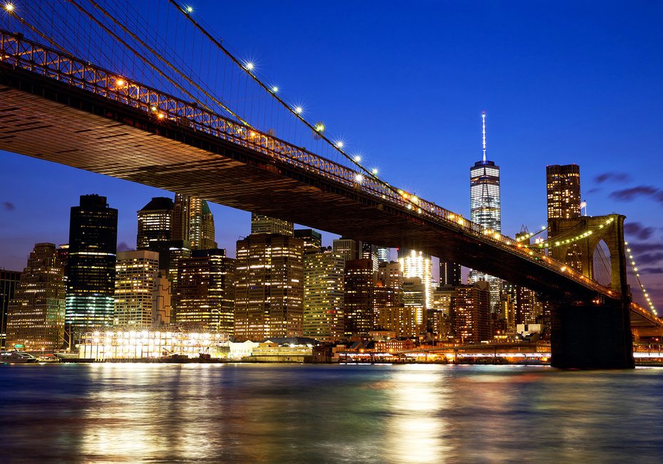 Fototapeta - miasto, most, noc