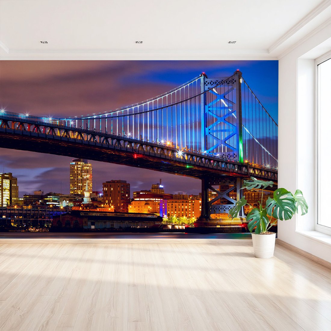 Fototapeta - miasto, most, noc