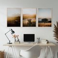 Zestaw obrazy w ramie, plakaty - krajobraz, natura, zachód słońca - rama drewno