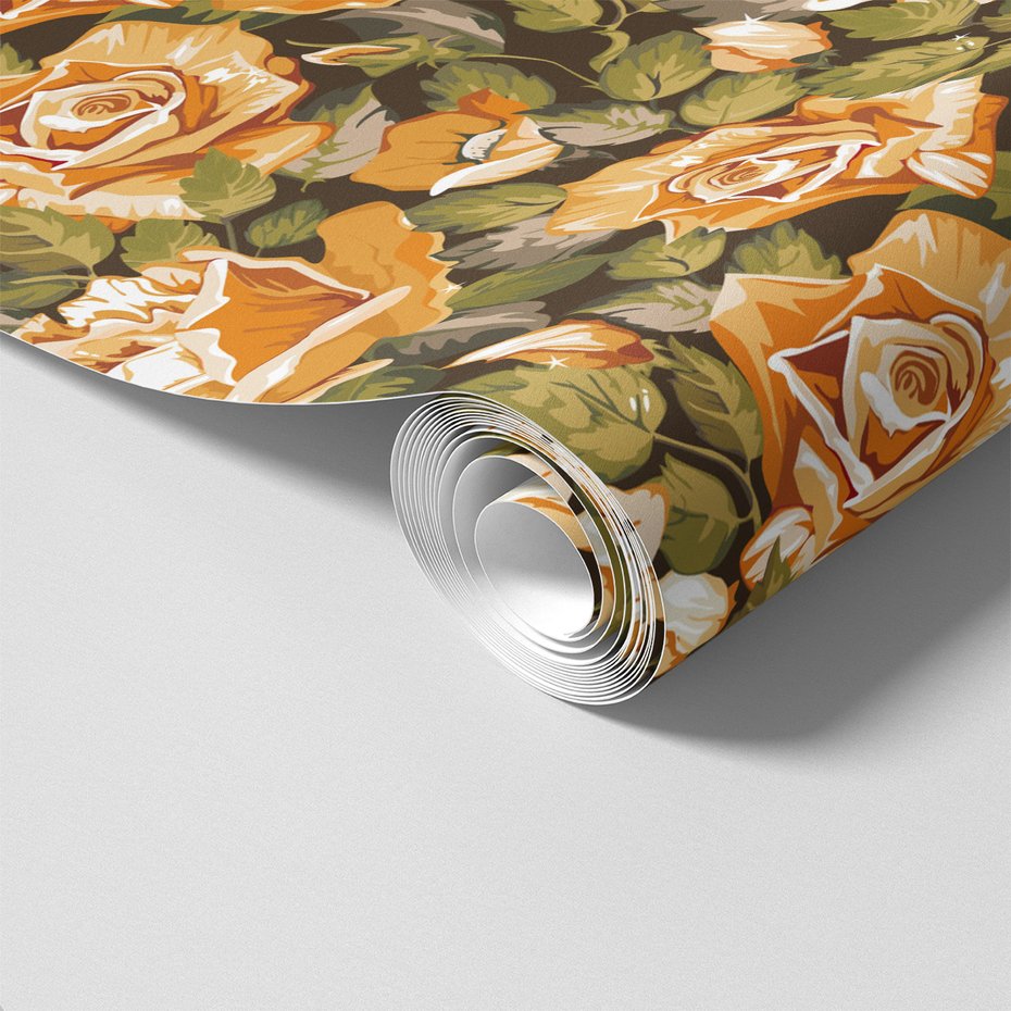 Tapeta - róże, liście, kompozycja