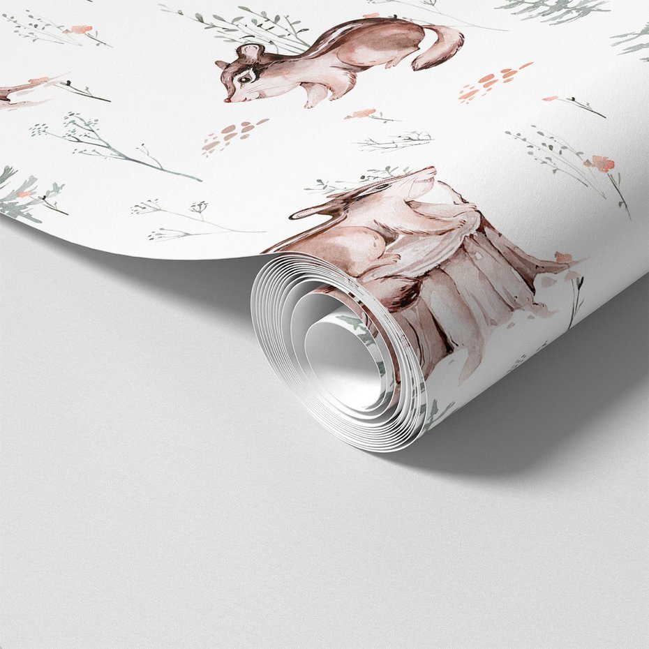 Tapeta - dziecięca, wiewiórka, drzewo, las