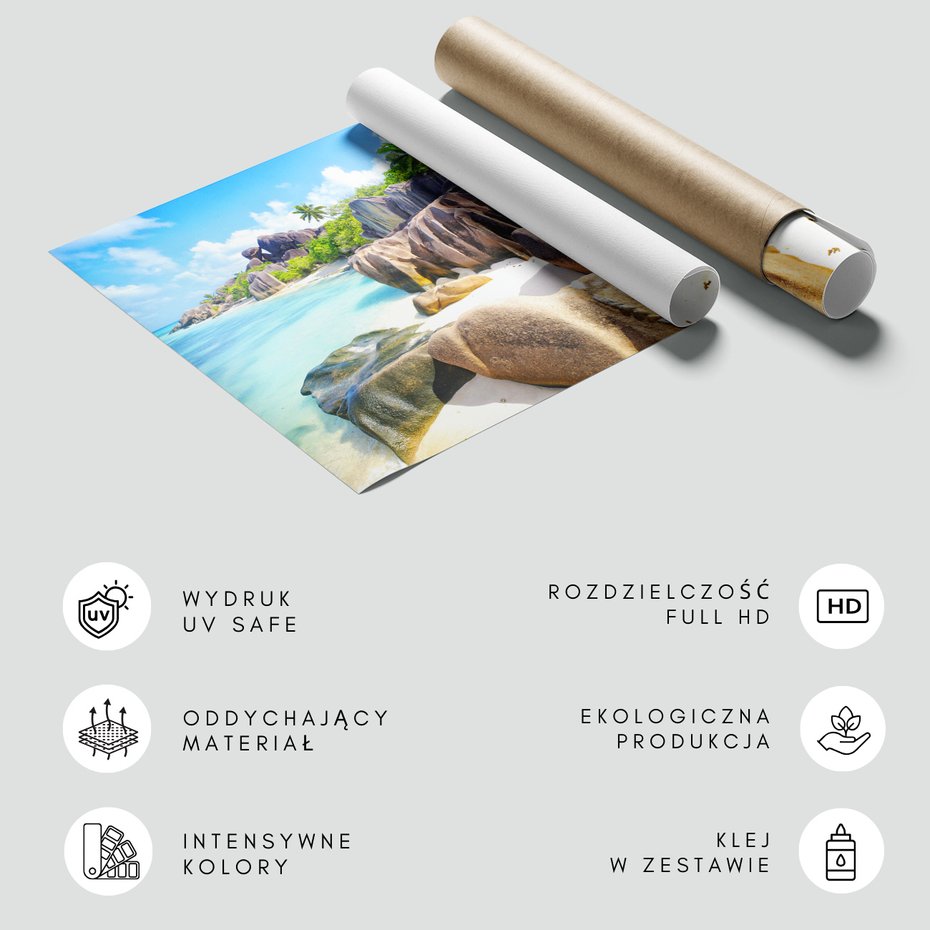 Fototapeta - plaża, skały, palmy