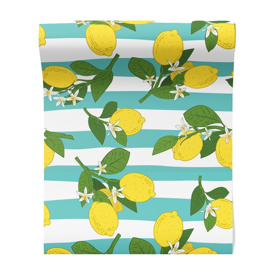 Tapeta - cytryna, liście, kwiaty