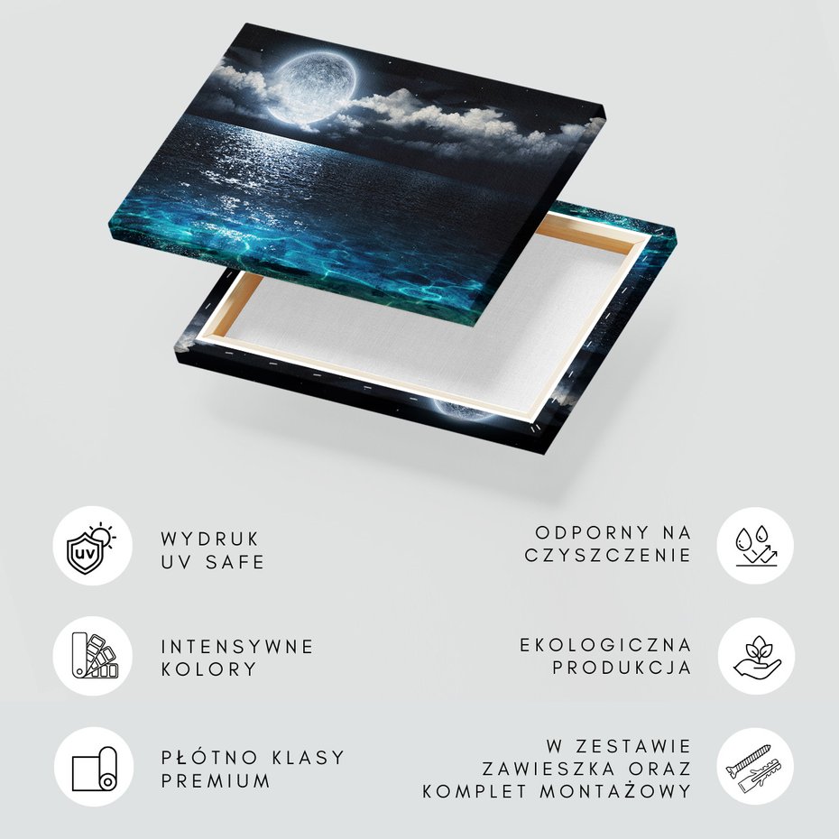 Obraz na płótnie - morze, księżyc, noc