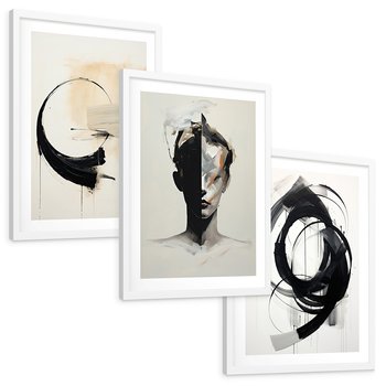 Zestaw obrazy w ramie, plakaty - abstrakcja,sztuka,nowoczesne - rama biała