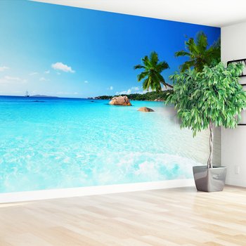 Fototapeta - plaża, morze, palmy