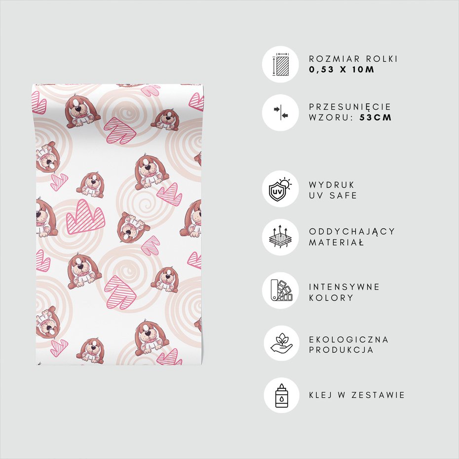 Tapeta - dziecięca, pies, serce,