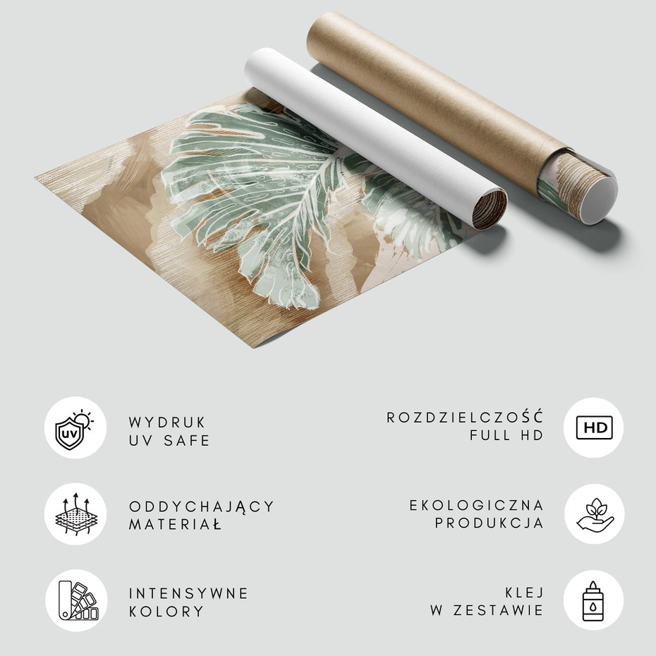 Fototapeta - beton, duże, liście