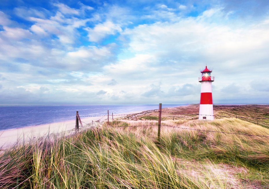 Fototapeta - plaża, morze, latarnia
