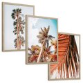 Zestaw obrazy w ramie, plakaty - palmy, tropikalny, lato - rama drewno