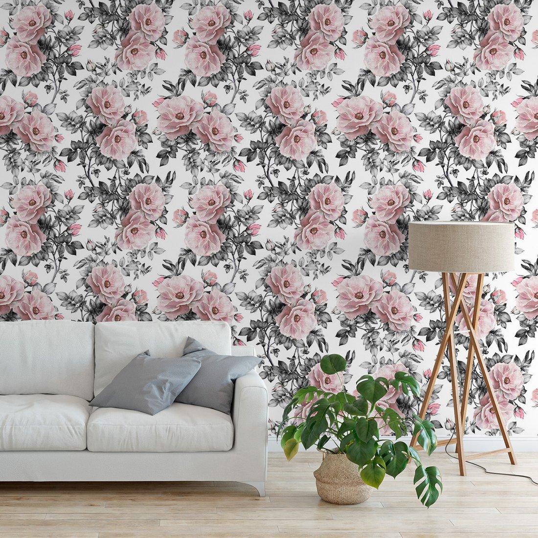 Tapeta - kwiaty, liście, róże