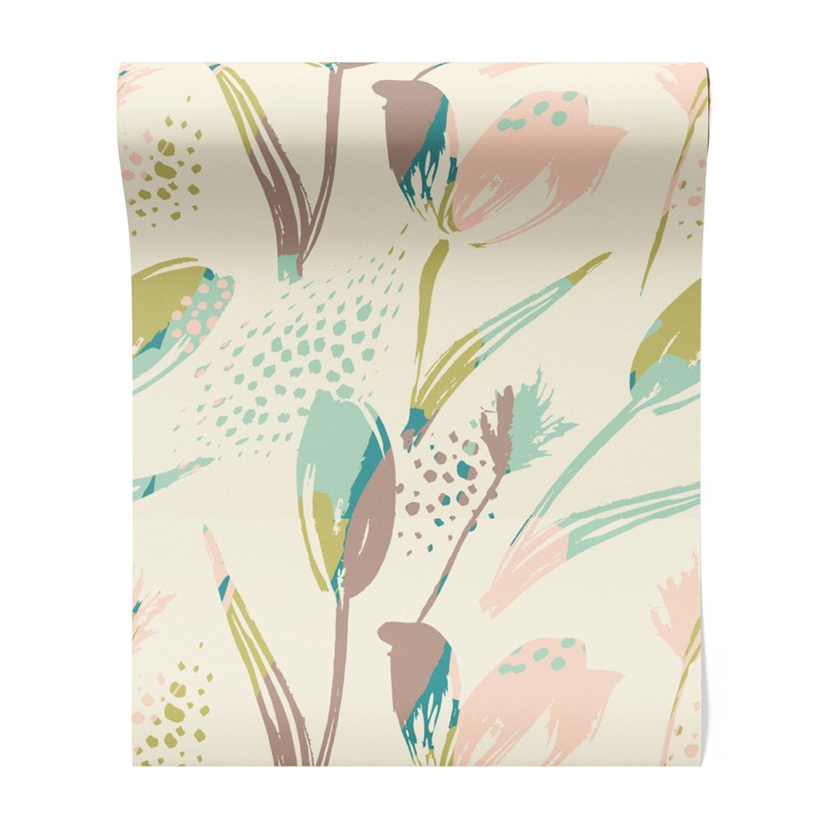 Tapeta - tulipan, liście, pędzle