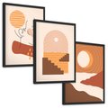 Zestaw obrazy w ramie, plakaty - abstrakcja, boho, minimalizm - rama czarna