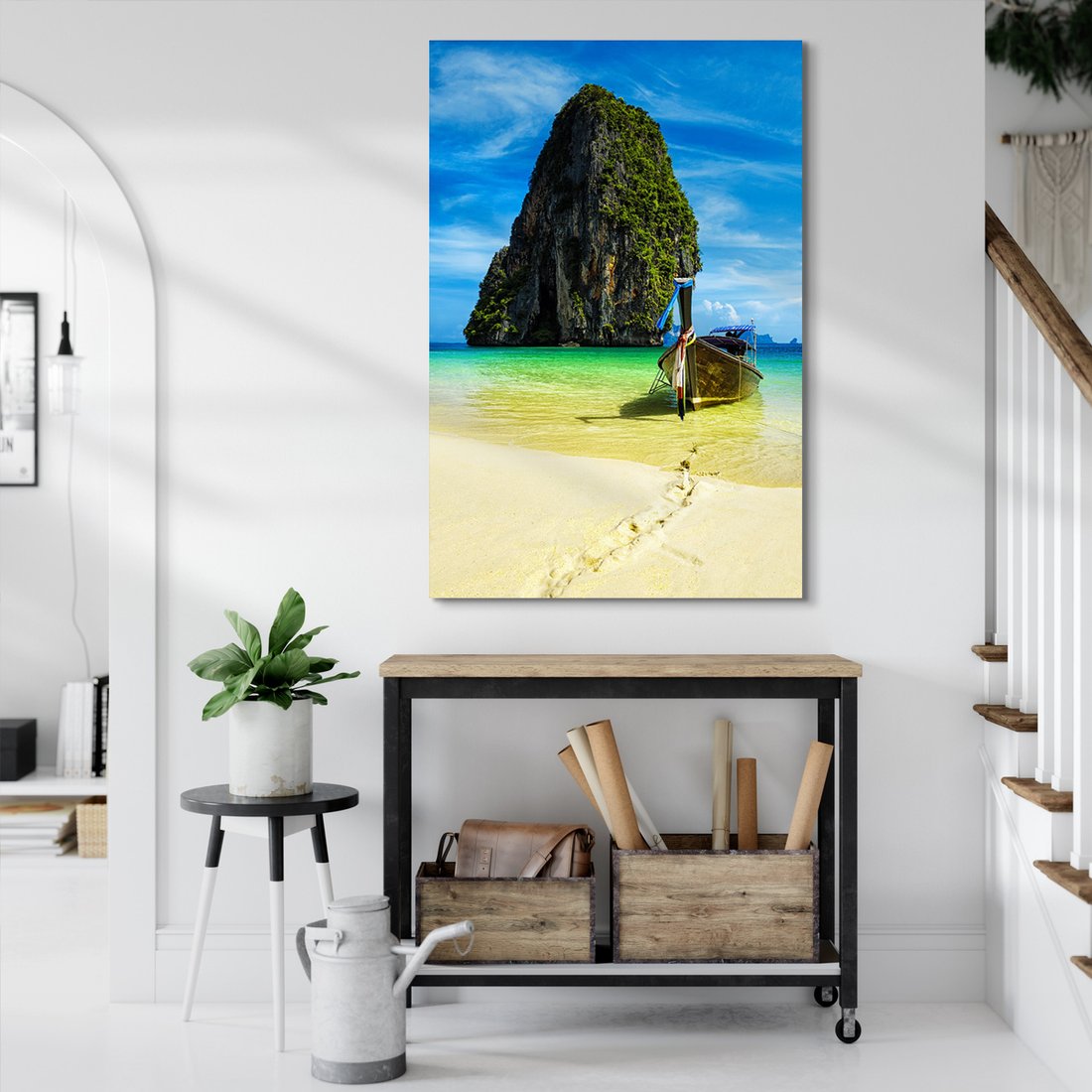 Obraz na płótnie - plaża, morze, łódź