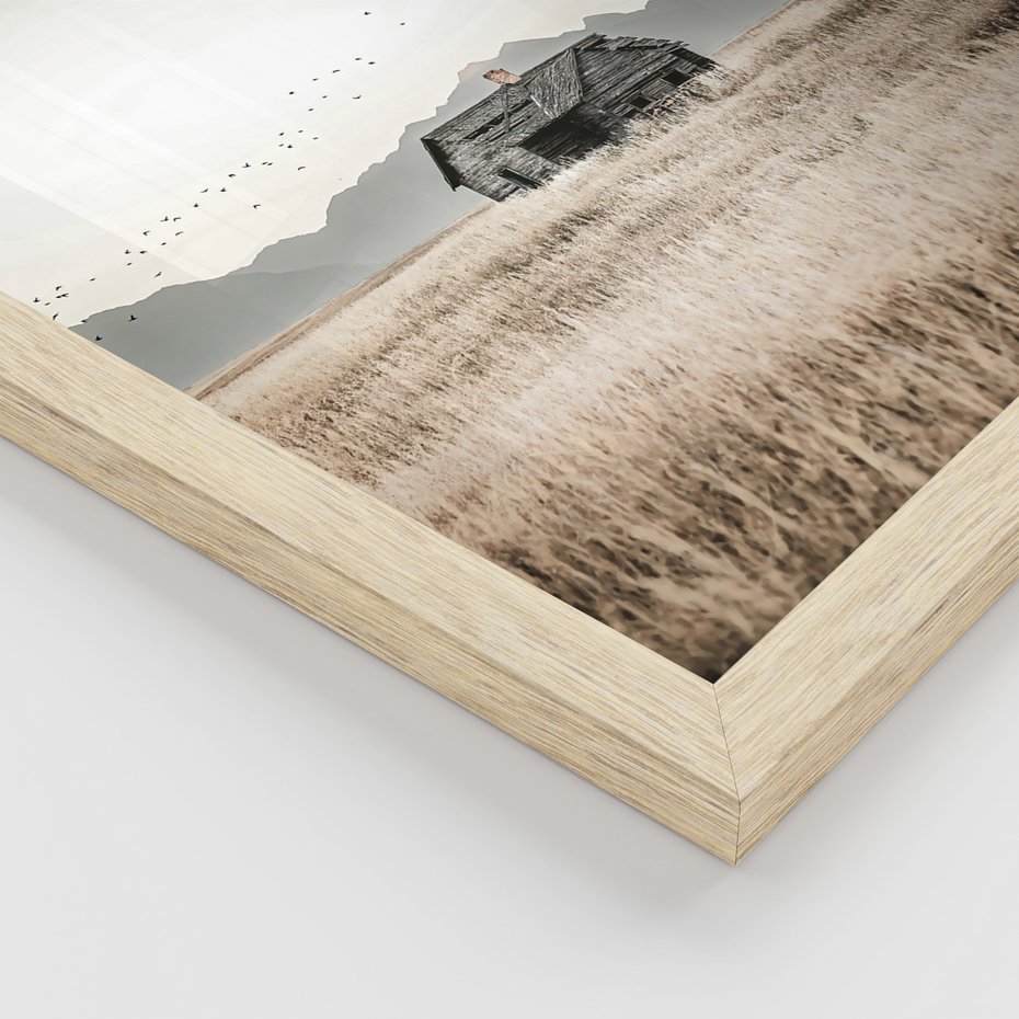 Zestaw obrazy w ramie, plakaty - krajobraz, natura, dom - rama drewno