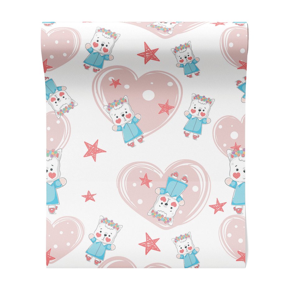 Tapeta - dziecięca, kot, serce