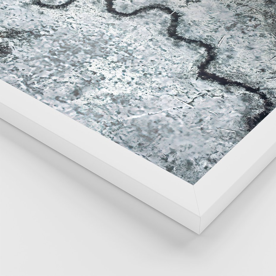 Zestaw obrazy w ramie, plakaty - zima, śnieg, góry - rama biała