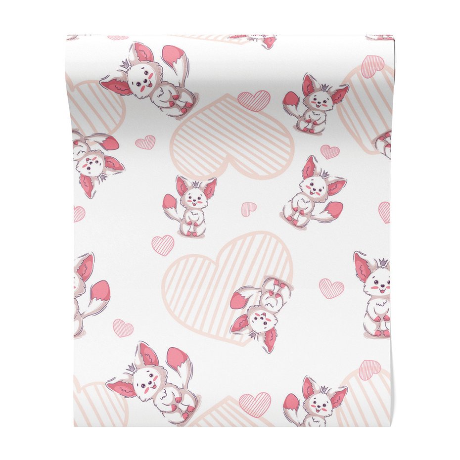 Tapeta - dziecięca, liski, serca