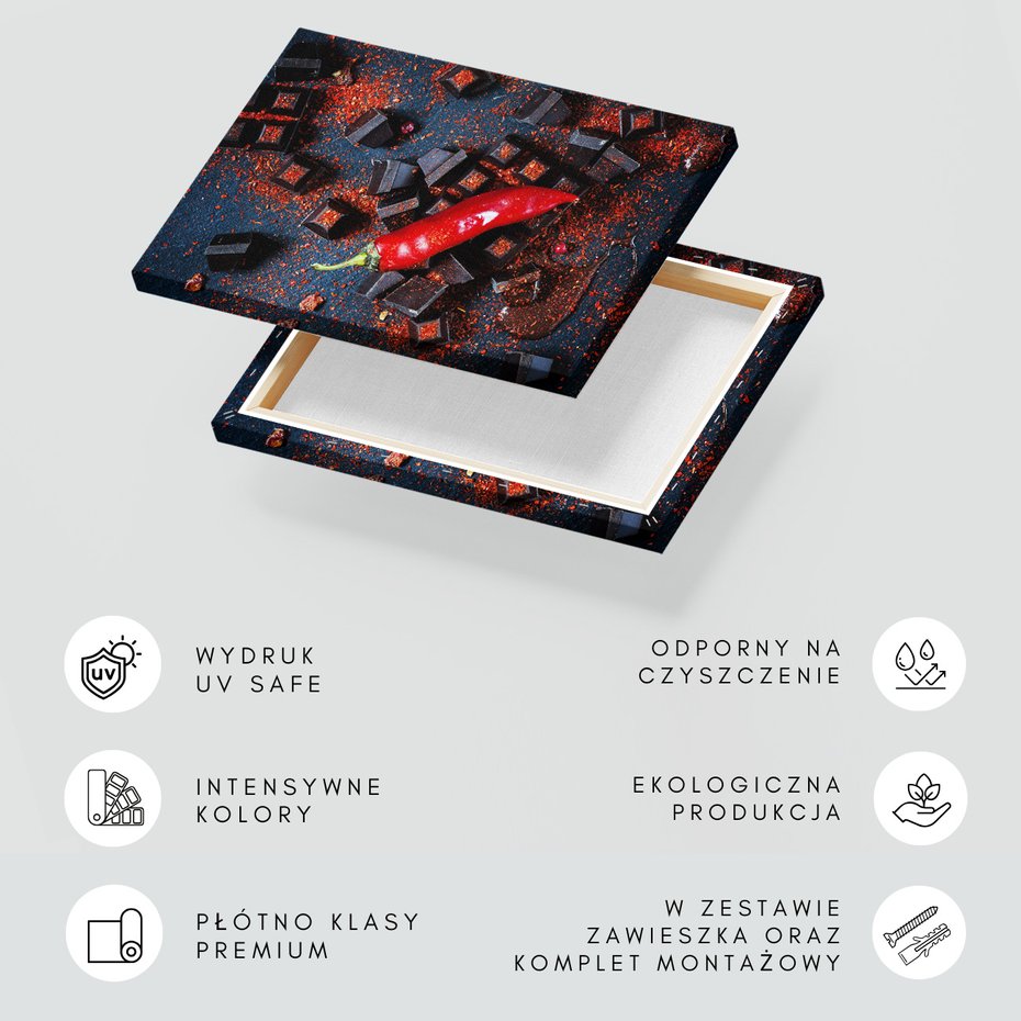 Obraz na płótnie - czekolada, papryka, przyprawy