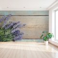 Fototapeta - lawenda, kwiaty, drewno