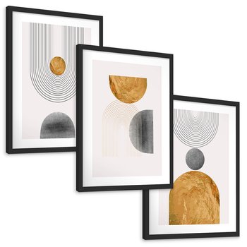 Zestaw obrazy w ramie, plakaty - abstrakcja, geometria, minimalizm - rama czarna
