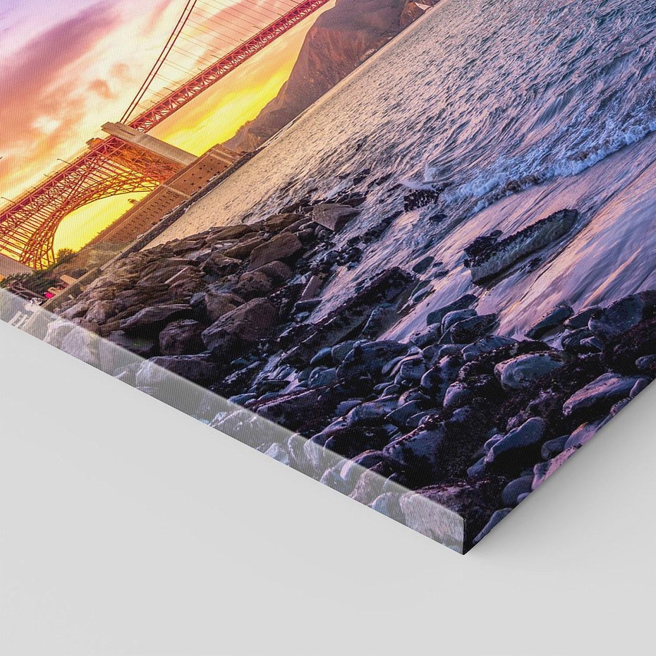 Obraz na płótnie - most, morze, zachód słońca