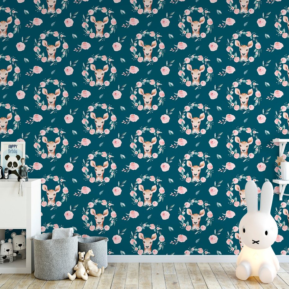 Tapeta - sarna, róża, liście