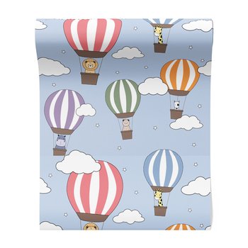 Tapeta - dziecięca, balony, zwierzęta, chmury