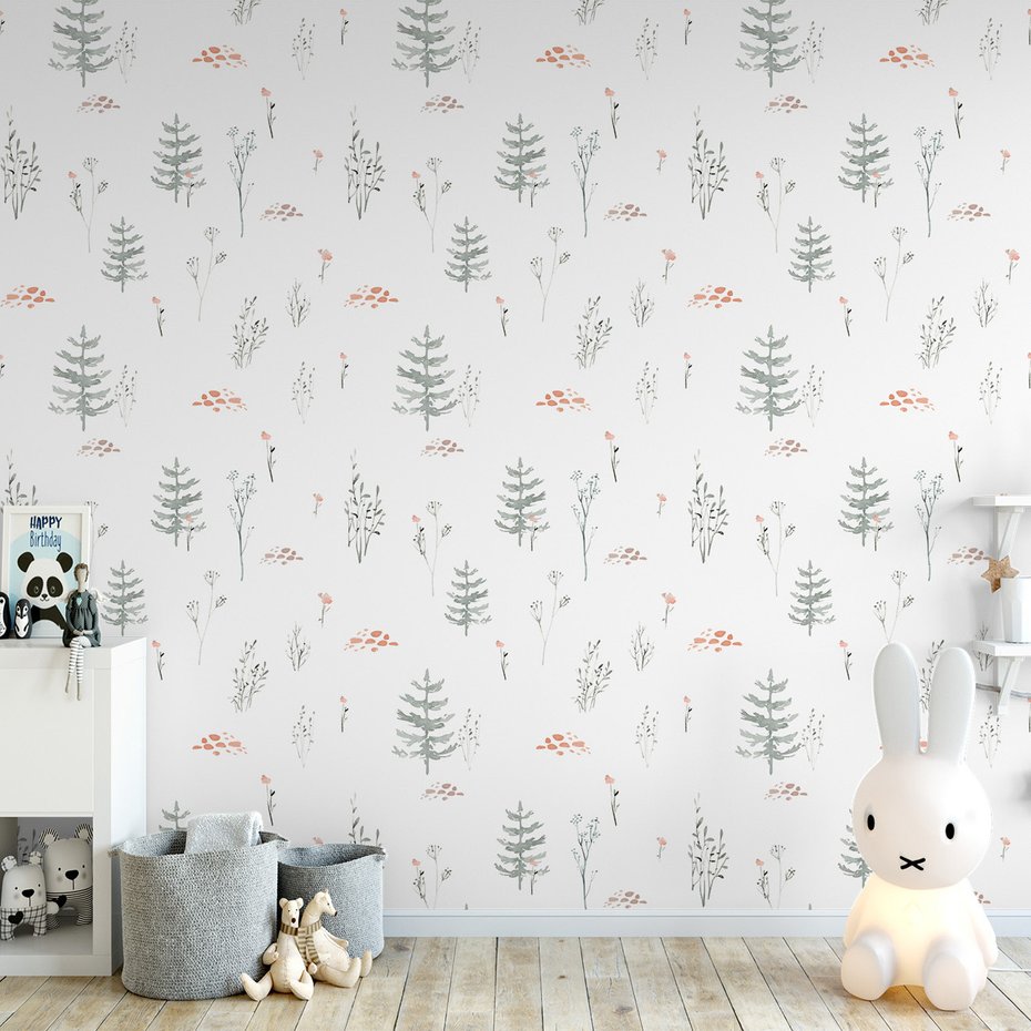 Tapeta - las, kwiaty, drzewa