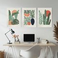 Zestaw obrazy w ramie, plakaty - liście, rośliny, abstrakcja - rama biała