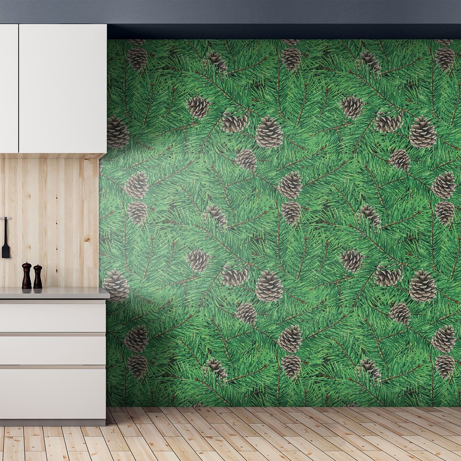 Tapeta - szyszki, igliwie, gałęzie