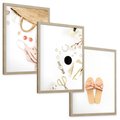 Zestaw obrazy w ramie, plakaty - akcesoria, różowy, złoty - rama drewno