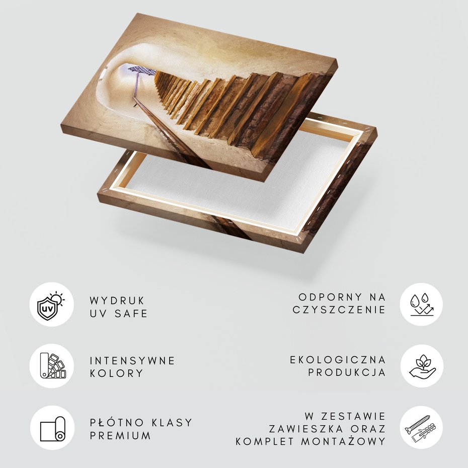 Obraz na płótnie - schody, tunel, cegła