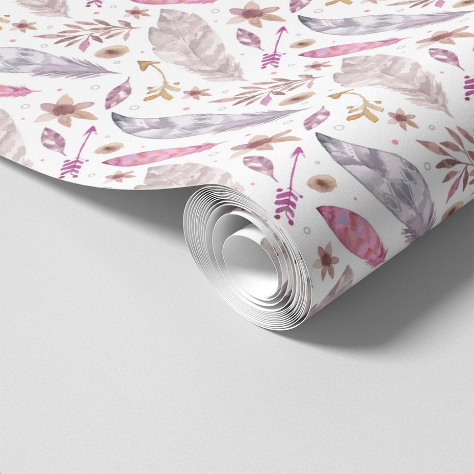 Tapeta - pióra, kwiaty, strzały