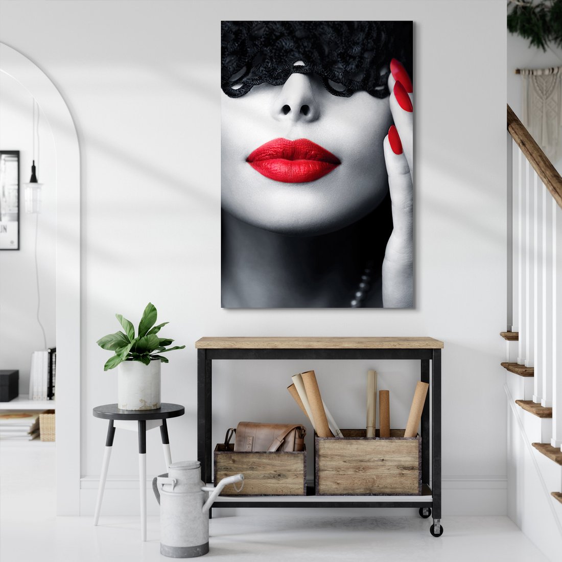 Obraz na płótnie - kobieta, usta, maska