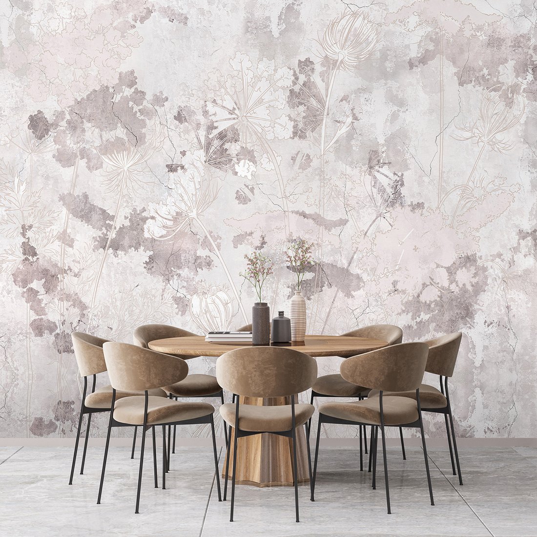 Fototapeta - loft, kwiaty, mural